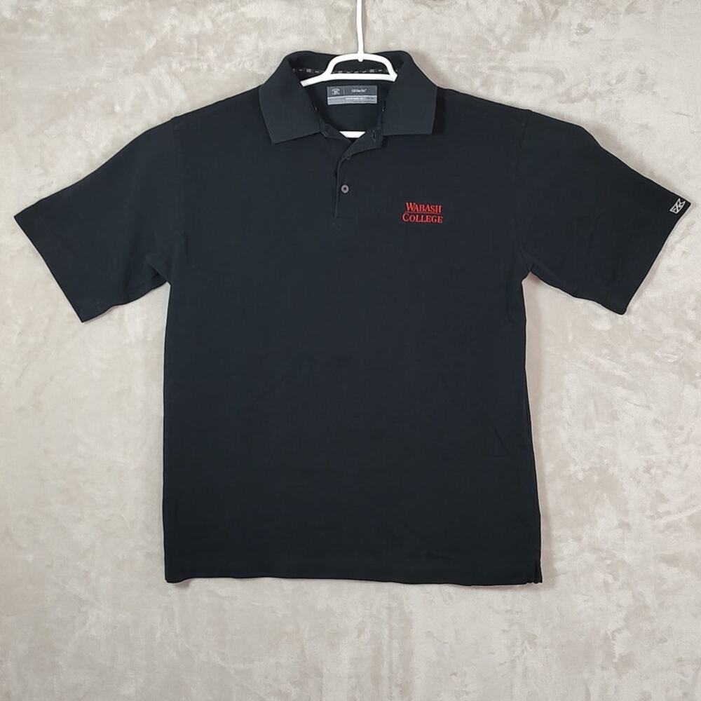 Cutter & Buck Wabash College Polo Shirt Men's XL Black Short Sleeve Indiana Golf